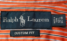 Load image into Gallery viewer, Ralph Lauren Womens Orange White Striped Custom Fit Dress Shirt Size 16 1/2
