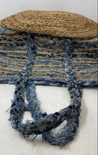 Load image into Gallery viewer, Olivia Miller Womens Beige Blue Striped Double Handle Handmade Tote Bag
