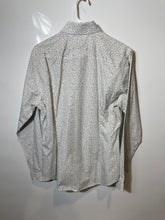 Load image into Gallery viewer, Express Mens White Beige Printed Cotton Long Sleeve Dress Shirt Size M 15-15.5
