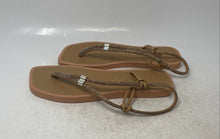 Load image into Gallery viewer, Milano Womens Beige Glitter Rhinestone Adjustable Slip-On Flat Sandals Size 9

