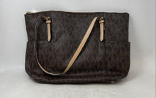Load image into Gallery viewer, Michael Kors Womens Brown Signature Print Double Handle Shoulder Tote Handbag
