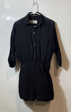 Load image into Gallery viewer, Zara Basic Womens Black Roll Tab Sleeve Button Front One-Piece Romper Size Small
