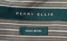 Load image into Gallery viewer, Perry Ellis Mens Gray Pinstripe Long Sleeve Non Iron Button-Up Shirt Size Large
