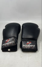 Load image into Gallery viewer, Powerfit Leather Black Adjustable Cuff Kickboxing Sparring Gloves 12 Oz

