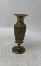 Load image into Gallery viewer, Gold Tone Floral Etched Collectible Decorative Tabletop Brass Designed Vase
