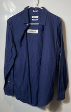 Load image into Gallery viewer, Calvin Klein Mens Blue Long Sleeve Collared Slim Fit Button-Up Shirt Size Medium
