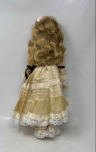 Load image into Gallery viewer, Vintage Collectible Blonde Curly Hair Porcelain Doll In Long Victorian Dress
