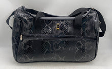 Load image into Gallery viewer, Unbranded Womens Black Snakeskin Embossed Faux Leather Zipper Duffle Bag
