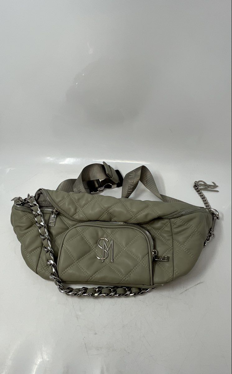 Steve Madden Womens Green Quilted Inner Pocket Adjustable Strap Fanny Pack