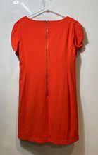 Load image into Gallery viewer, Karl Lagerfeld Womens Orange Ruched Short Sleeve Crew Neck Sheath Dress Size 16
