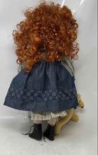 Load image into Gallery viewer, Seymour Mann Curly Red Hair Green Eyes Porcelain Doll Holding Teddy Bear
