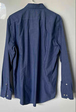 Load image into Gallery viewer, Banana Republic Mens Blue Dotted Non-Iron Slim Fit Long Sleeve Dress Shirt Sz L
