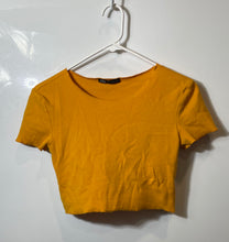 Load image into Gallery viewer, Zara Womens Orange Short Sleeve Boat Neck Pullover Cropped Blouse Top Size S
