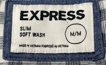 Load image into Gallery viewer, Express Mens Gray White Plaid Long Sleeve Slim Fit Button-Up Shirt Size Medium
