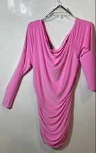 Load image into Gallery viewer, Forever 21 Womens Pink Long Sleeve Cowl Neck Side Ruched Mini Dress Size 2X
