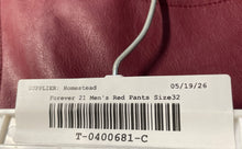 Load image into Gallery viewer, Forever 21 Mens Red Flat Front 5-Pocket Design Straight Leg Ankle Pants Size 32
