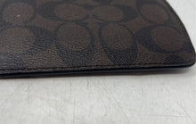 Load image into Gallery viewer, Coach Womens Brown Black Signature Print Leather Zipper Small Pouch Wallet

