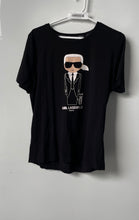 Load image into Gallery viewer, Karl Lagerfeld Womens Black White Graphic Print Short Sleeve T-Shirt Size Large

