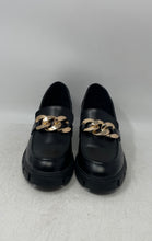 Load image into Gallery viewer, Stunahome Womens Black Gold-Tone Slip-On Platform Loafer Shoes Size 8.5
