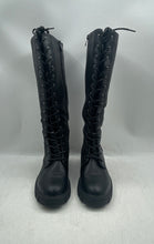 Load image into Gallery viewer, Vepose Womens CJY953 Black Leather Lace-Up Knee High Combat Boots Size 8.5
