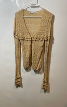 Load image into Gallery viewer, Zara Womens Beige Crochet Knitted Long Sleeve Cardigan Sweater Size Medium
