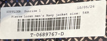 Load image into Gallery viewer, Pierre Loren Mens Navy Blue Long Sleeve Single-Breasted Two-Button Blazer Sz 54R
