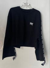 Load image into Gallery viewer, VVV The Brand Unisex Black Cropped Tape Crew Neck Pullover Sweater Size Small
