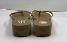 Load image into Gallery viewer, Authentic Tory Burch Womens Beige Wedge Heel Flip Flop Sandals Size 6-7 Worn
