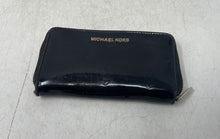 Load image into Gallery viewer, Michael Kors Womens Black Patent Leather Credit Card Slots Zip-Around Wallet
