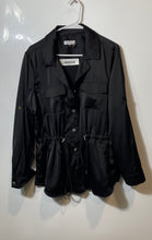 Load image into Gallery viewer, Calvin Klein Womens Black Long Sleeve Cinch Waist Button Front Jacket Size L
