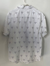 Load image into Gallery viewer, Guess Mens White Black Printed Cotton Short Sleeve Collared Button-Up Shirt Sz L
