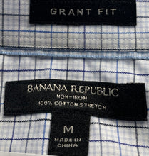 Load image into Gallery viewer, Banana Republic Mens Blue Plaid Cotton Stretch Non-Iron Button-Up Shirt Size M
