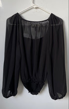 Load image into Gallery viewer, Max Studio Womens Black Long Balloon Sleeve Square Neck Pullover Blouse Top Sz S
