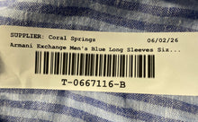 Load image into Gallery viewer, Armani Exchange Mens Blue Striped Short Sleeve Collared Button-Up Shirt Size XXL
