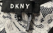 Load image into Gallery viewer, DKNY Womens Black White Paisley Printed Lace Short Sleeve Blouse Top Size XL
