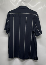Load image into Gallery viewer, Zara Mens Black White Striped Spread Collar Short Sleeve Button-Up Shirt Size L
