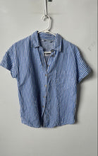 Load image into Gallery viewer, Zara Womens Blue And White Striped Print Short Sleeve Button-Up Shirt Size XS
