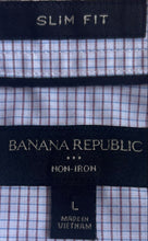 Load image into Gallery viewer, Banana Republic Mens Multicolor Micro Check Print Slim-Fit Dress Shirt Size L

