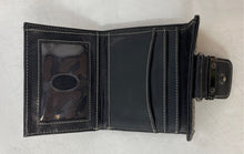 Load image into Gallery viewer, Guess Womens Gray And Black Signature Print ID Window Flap Bifold Wallet
