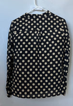 Load image into Gallery viewer, J.Crew Womens Black Beige Polka Dot Long Sleeve Split Neck Blouse Top Size 2
