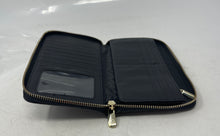 Load image into Gallery viewer, Adrienne Vittadini Womens Black Leather Card Case Quilted Zip-Around Wallet
