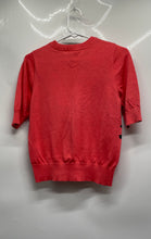 Load image into Gallery viewer, DKNY Womens Red Black Graffiti Floral Short Sleeve Crew Neck Pullover Sweater S
