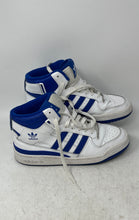 Load image into Gallery viewer, Adidas Kids Forum Mid FY4976 White Blue Mid Top Lace-Up Sneaker Shoes Size 5.5
