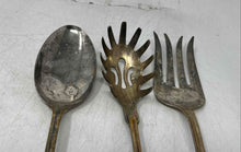Load image into Gallery viewer, Silver And Gold-Tone Color Spoons And Fork Kitchen Utensils Set Of 3 Pcs
