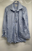 Load image into Gallery viewer, Fioravante Mens Light Blue Plaid Print Cotton Long Sleeve Dress Shirt Size 16
