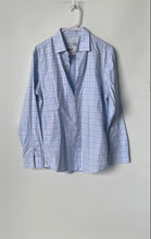 Load image into Gallery viewer, Banana Republic Mens Blue Check Fitted Long Sleeve Dress Shirt Size Medium
