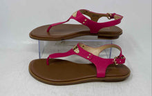 Load image into Gallery viewer, Michael Kors Womens MK Plate Pink Brown Open Toe Flat Thong Sandals Size 9M
