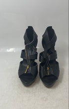 Load image into Gallery viewer, Michael Kors Womens Berkley Black Leather Peep Toe Platform Heels Size 7.5

