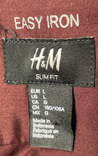 Load image into Gallery viewer, H&amp;M Mens Wine Slim Fit Easy Iron Spread Collar Long Sleeve Button-Up Shirt Sz L
