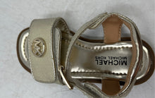 Load image into Gallery viewer, Michael Kors Girls Kieran Gold Metallic Buckle Ankle Strap Sandals Size 7
